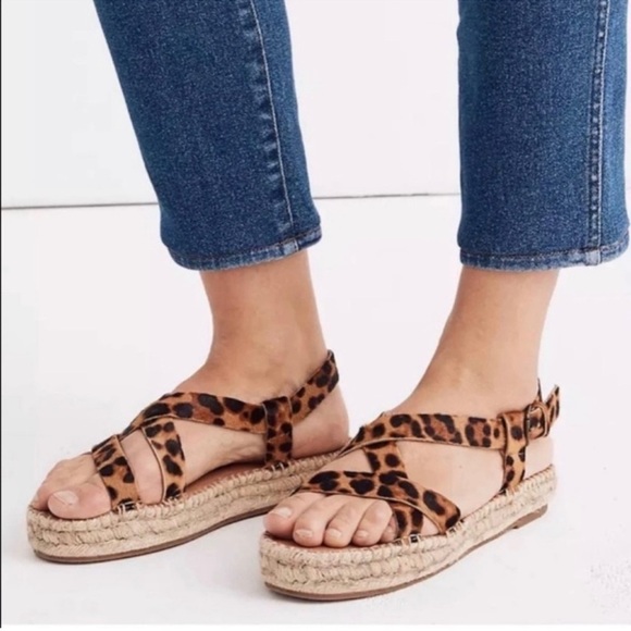 Madewell Shoes - Madewell wedge Sandals Women size 9 Leopard Animal Print Malia Espadrille